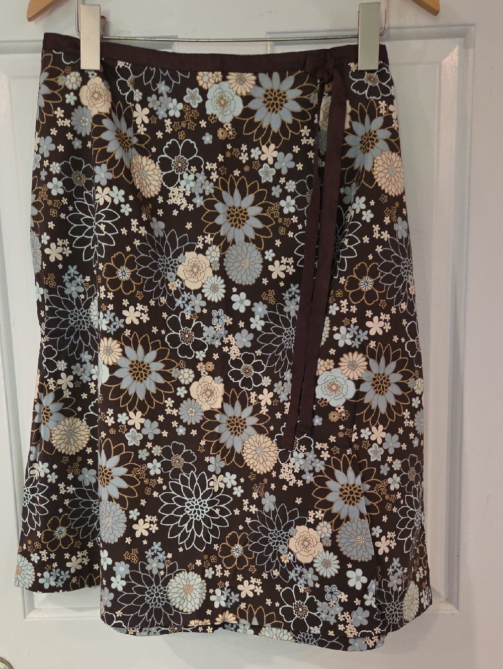 Brown Floral Wrap Skirt - Women's